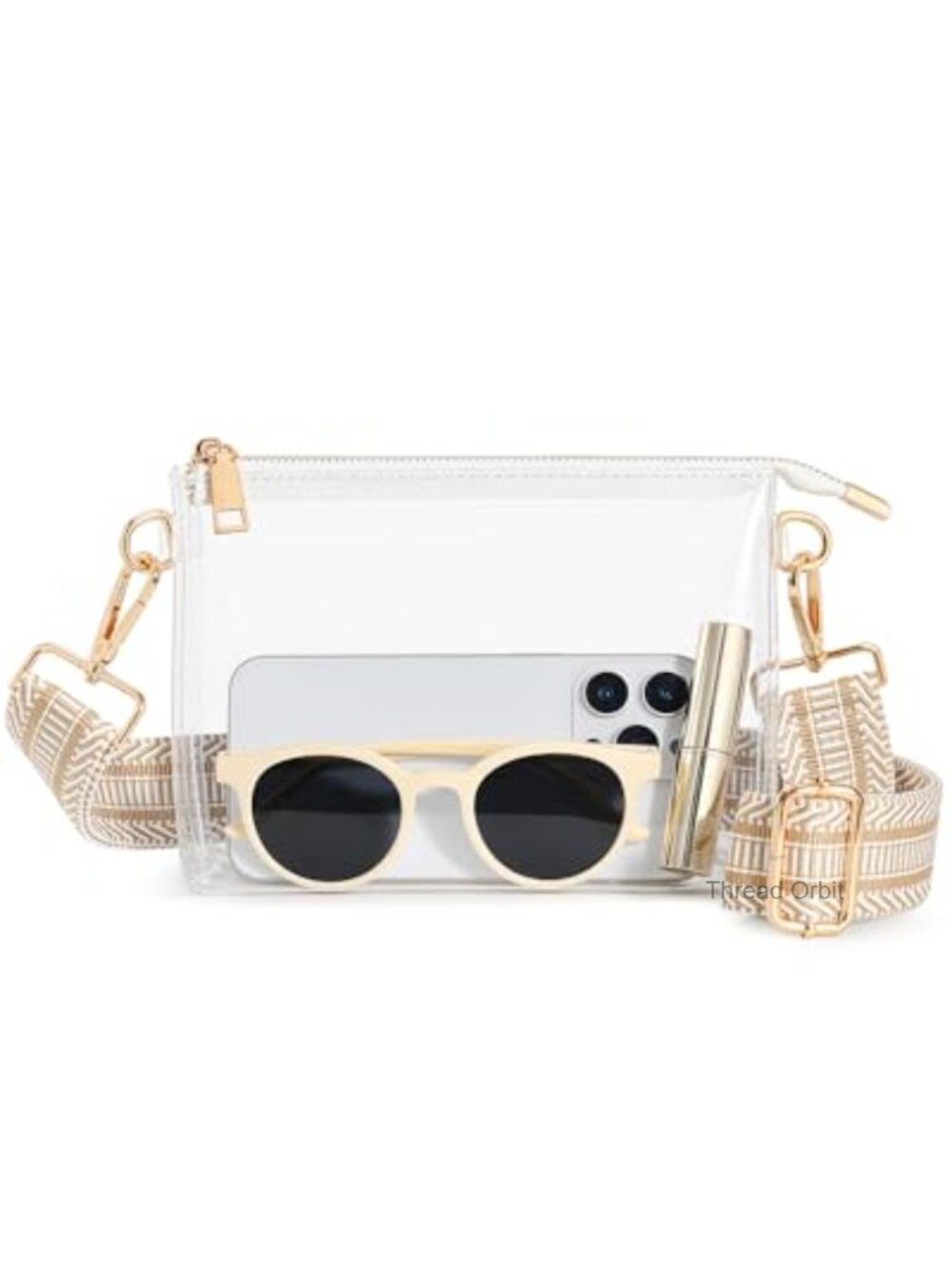 Clear PVC Crossbody Purse Stadium Approved Concerts Minimalist Adjustable Strap